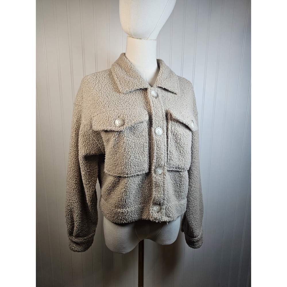 Abercrombie & Fitch Sherpa Cropped Teddy Jacket Shacket Women's Size S